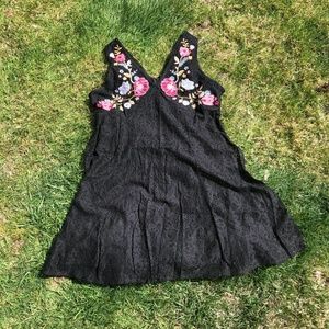 Black lace embroidered mini